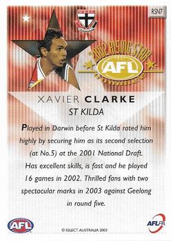 2003 Select XL Ultra AFL - Rising Star Nominees 2002 #RSN7 Xavier Clarke Back
